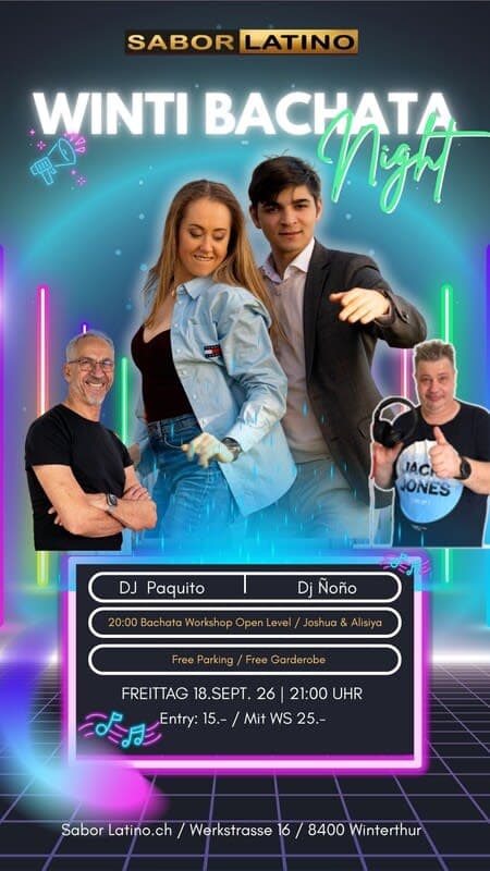 Winti Bachata Night auf 2 Dancefloors und mit Bachata - Workshop.